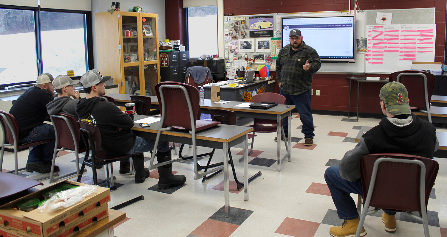 Corey Mossow, a member of Ironworkers Local 60, spoke to students about the opportunities available in his trade last week at the DCMO BOCES Career Connections event.